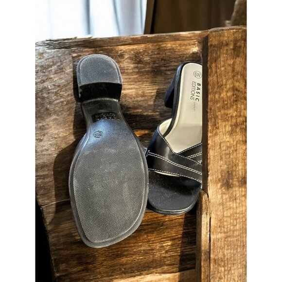 Basic Editions Women's Size 6W Black Sandals Block Heel - Picture 6 of 7